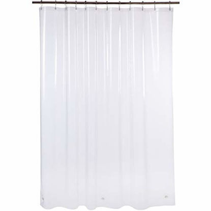 Picture of AmazerBath Plastic Shower Curtain, 72 x 78 Inches Clear EVA 8G Thick Bathroom Plastic Shower Curtains with Heavy Duty Clear Stones and 12 Grommet Holes