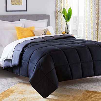 Picture of Linenspa All-Season Reversible Down Alternative Quilted California King Comforter - Hypoallergenic - Plush Microfiber Fill - Machine Washable - Duvet Insert or Stand-Alone Comforter - Black/Graphite