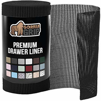 Picture of Gorilla Grip Original Drawer and Shelf Liner, Non Adhesive Roll, 17.5 Inch x 20 FT, Durable and Strong, Grip Liners for Drawers, Shelves, Cabinets, Storage, Kitchen and Desks, Black