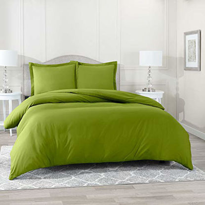 Picture of Nestl Duvet Cover 2 Piece Set - Ultra Soft Double Brushed Microfiber Hotel Collection - Comforter Cover with Button Closure and 1 Pillow Sham, Calla Green - Twin (Single) 68"x90"