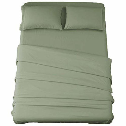 Picture of Sonoro Kate Bed Sheet Set Super Soft Microfiber 1800 Thread Count Luxury Egyptian Sheets 16-Inch Deep PocketWrinkle and Hypoallergenic-4 Piece (Sage, California King)