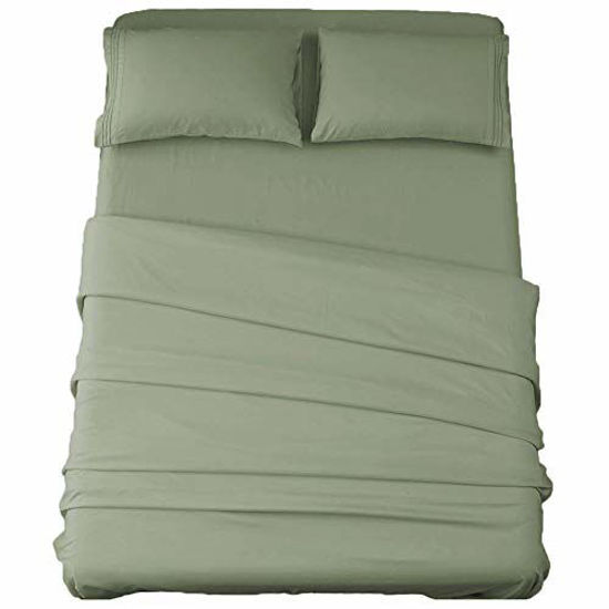 Picture of Sonoro Kate Bed Sheet Set Super Soft Microfiber 1800 Thread Count Luxury Egyptian Sheets 16-Inch Deep PocketWrinkle and Hypoallergenic-4 Piece (Sage, California King)
