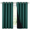 Picture of NICETOWN 100% Blackout Curtains with Black Liners, Thermal Insulated 2-Layer Lined Drapes, Room Cooling Small Window Draperies for Dining Room (Hunter Green, 2 Panels, 52 inches W by 54 inches L)