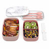 Picture of Bentgo Classic - All-in-One Stackable Bento Lunch Box Container - Modern Bento-Style Design Includes 2 Stackable Containers, Built-in Plastic Utensil Set, and Nylon Sealing Strap (Blush Marble)