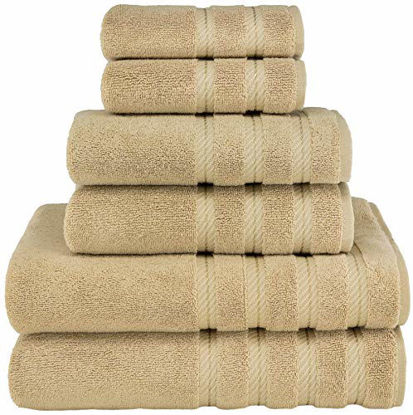 Picture of American Soft Linen 6-Piece 100% Turkish Genuine Cotton Premium & Luxury Towel Set for Bathroom & Kitchen, 2 Bath Towels, 2 Hand Towels & 2 Washcloths [Worth $72.95] - Sand Taupe