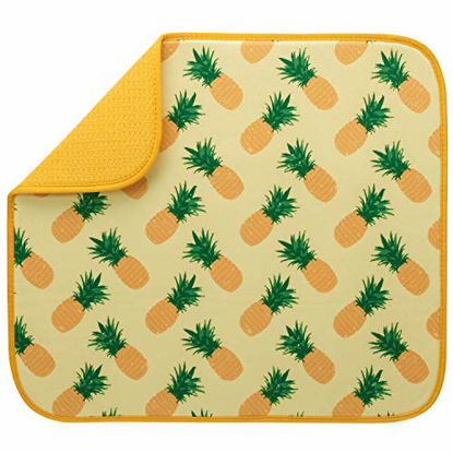 Picture of S&T INC. Absorbent, Reversible Microfiber Dish Drying Mat for Kitchen, 16 Inch x 18 Inch, Pineapples