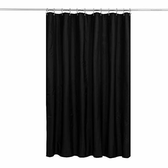 Picture of N&Y HOME Fabric Shower Curtain or Liner with Magnets - Hotel Quality, Machine Washable, Water Repellent - Black, 72x72