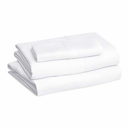 Picture of AmazonBasics Lightweight Super Soft Easy Care Microfiber Bed Sheet Set with 16" Deep Pockets - Full, Bright White & Light-Weight Microfiber Duvet Cover Set with Snap Buttons - Full/Queen, Bright White