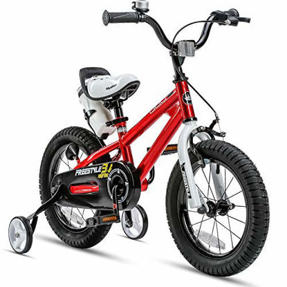 Picture of RoyalBaby Kids Bike Boys Girls Freestyle BMX Bicycle with Training Wheels Kickstand Gifts for Children Bikes 16 Inch Red
