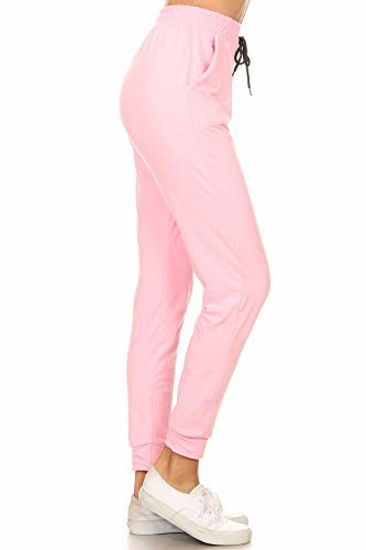 Picture of Leggings Depot JGA128-PINK-XL Solid Jogger Track Pants w/Pockets, X-Large