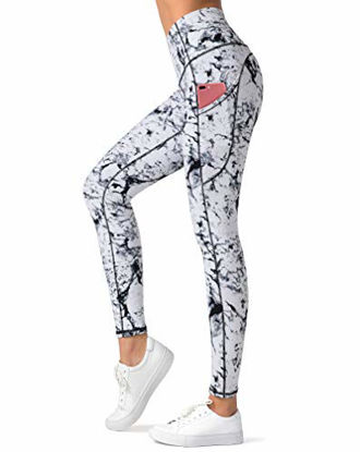 GetUSCart- Dragon Fit High Waist Yoga Leggings with 3 Pockets,Tummy Control  Workout Running 4 Way Stretch Yoga Pants (Medium, Carbon Gray-Marble)