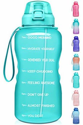 Picture of Fidus Large 1 Gallon/128oz Motivational Water Bottle with Time Marker & Straw,Leakproof Tritan BPA Free Water Jug,Ensure You Drink Enough Water Daily for Fitness,Gym and Outdoor Sports-Mint Green