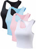 Picture of 4 Pieces Basic Crop Tank Tops Sleeveless Racerback Crop Sport Cotton Top for Women (Black, White, Blue, Pink, Large)