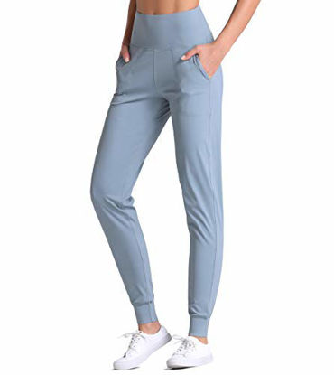 Picture of Dragon Fit Joggers for Women with Pockets,High Waist Workout Yoga Tapered Sweatpants Women's Lounge Pants (Joggers78-Demin Blue, Medium)