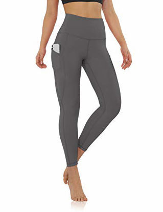 Picture of ODODOS Women's 7/8 Yoga Leggings with Pockets, High Waisted Workout Sports Running Tights Athletic Pants-Inseam 25", Charcoal, X-Large