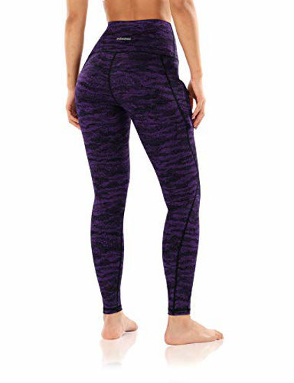 ODODOS Women's High Waisted Yoga Leggings with Pocket, Workout Sports  Running Athletic Leggings with Pocket, Full-Length, Jaquard Black Purple