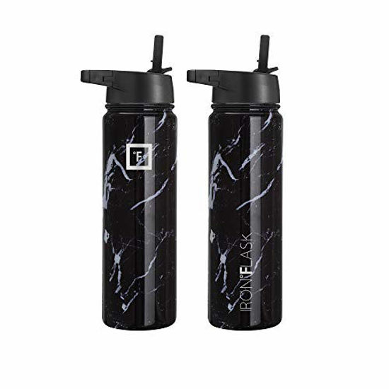 GetUSCart Iron Flask Sports Water Bottle 22 Oz, 3 Lids (Straw Lid),Vacuum Insulated Stainless