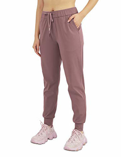 Picture of AJISAI Womens Joggers Pants Drawstring Running Sweatpants with Pockets Lounge Wear Mauve L