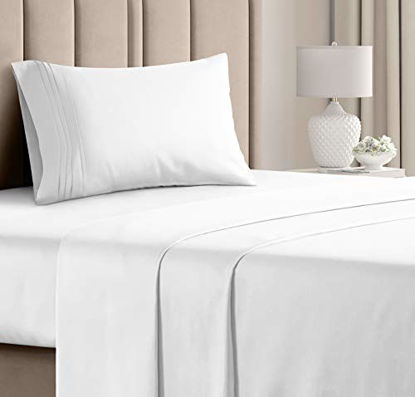 Picture of Twin Size Sheet Set - 3 Piece Set - Hotel Luxury Bed Sheets - Extra Soft - Deep Pockets - Easy Fit - Breathable & Cooling Sheets - Wrinkle Free - Comfy - White Bed Sheets - Twins Sheets - 3 PC