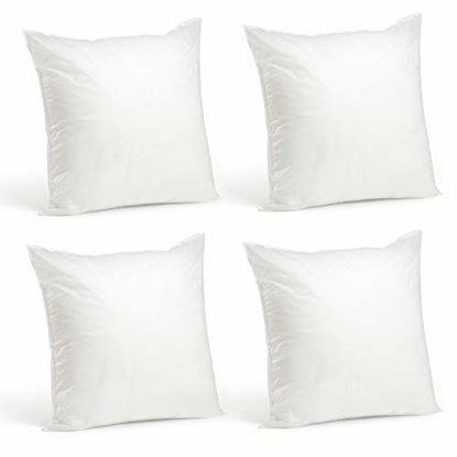 Picture of Foamily Set of 4-20 x 20 Premium Hypoallergenic Stuffer Pillow Inserts Sham Square Form Polyester, 20" L X 20" W, Standard/White
