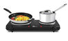 Picture of Elite Gourmet Countertop Electric Hot Burner, Temperature Controls, Power Indicator Lights, Easy to Clean, Double, Black