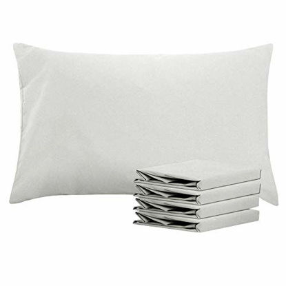 Picture of NTBAY Queen Pillowcases Set of 4, 100% Brushed Microfiber, Soft and Cozy, Wrinkle, Fade, Stain Resistant with Envelope Closure, 20"x 30", Light Grey