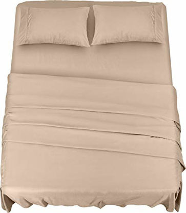 Picture of Utopia Bedding Bed Sheet Set - 4 Piece King Bedding - Soft Brushed Microfiber Fabric - Shrinkage & Fade Resistant - Easy Care (King, Beige)