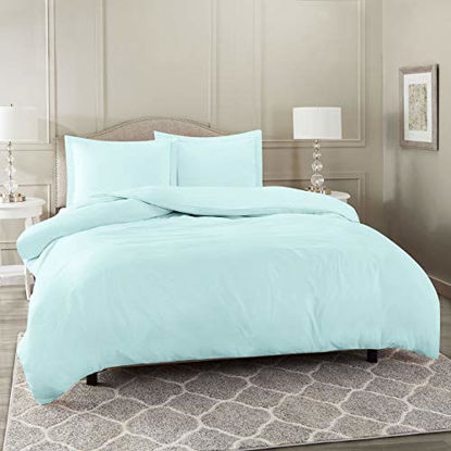 Picture of Nestl Duvet Cover 2 Piece Set - Ultra Soft Double Brushed Microfiber Hotel Collection - Comforter Cover with Button Closure and 1 Pillow Sham, Baby Blue - Twin (Single) 68"x90"