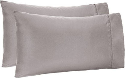 Picture of Amazon Basics Light-Weight Microfiber Pillowcases - 2-Pack, King, Dark Grey
