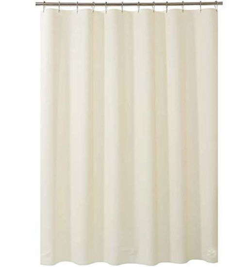 Picture of AmazerBath Plastic Shower Curtain Liner, 72 x 72 Inches Beige EVA 8G Thick Bathroom Shower Curtains with Heavy Duty Clear Stones and Grommet Holes