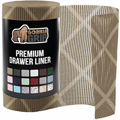 Picture of Gorilla Grip Original Drawer and Shelf Liner, Non Adhesive Roll, 17.5 Inch x 30 FT, Durable and Strong, Grip Liners for Drawers, Shelves, Cabinets, Storage, Kitchen and Desks, Diamond Beige Ivory