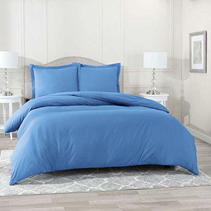 Picture of Nestl Duvet Cover 2 Piece Set - Ultra Soft Double Brushed Microfiber Hotel Collection - Comforter Cover with Button Closure and 1 Pillow Sham, Calm Blue - Twin (Single) 68"x90"