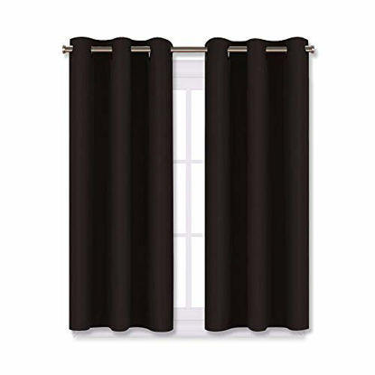 Picture of NICETOWN Blackout Curtain Panels for Bedroom Window, Triple Weave Microfiber Energy Saving Thermal Insulated Solid Grommet Blackout Draperies and Drapes (1 Pair, 29 inches by 45 Inch, Toffee Brown)