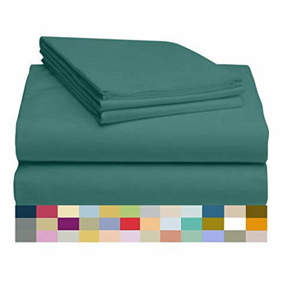 Picture of LuxClub 4 PC Sheet Set Bamboo Sheets Deep Pockets 18" Eco Friendly Wrinkle Free Sheets Machine Washable Hotel Bedding Silky Soft - Teal Twin XL
