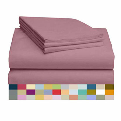 Picture of LuxClub 4 PC Sheet Set Bamboo Sheets Deep Pockets 18" Eco Friendly Wrinkle Free Sheets Machine Washable Hotel Bedding Silky Soft - Light Plum Twin XL