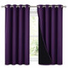 Picture of NICETOWN Kitchen Full Blackout Curtain Panels, Super Thick and Soft Insulated Window Covers, 100% Blackout Draperies with Black Backing for Cafe Window (Royal Purple, Set of 2 PCs, 52 by 54-inch)