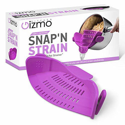 Picture of Kitchen Gizmo Snap N Strain | Purple Strainer with Clip-On Silicone Colander | Fits all Pots, Bowls, and Round Cookware