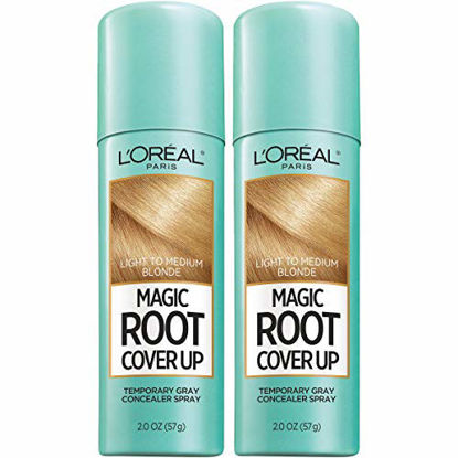 Picture of L'Oreal Paris Hair Color Magic Root Cover Up Temporary Colored Concealer Spray for Gray Roots, Lightweight formula, Ammonia and Peroxide Free, Light to Medium Blonde, 2 count
