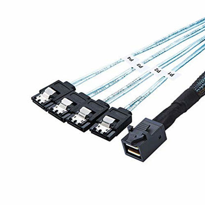 Picture of CableCreation Internal HD Mini SAS (SFF-8643 Host) - 4X SATA (Target) Cable,SFF-8643 to 4X SATA Cable, SFF-8643 for Controller, 4 Sata Connect to Hard Drive, 1M / 3.3FT