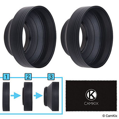 Picture of Camera Lens Hood 52mm - Rubber - Set of 2 - Collapsible in 3 Steps - Sun Shade/Shield - Reduces Lens Flare and Glare - Blocks Excess Sunlight for Enhanced Photography and Video Footage
