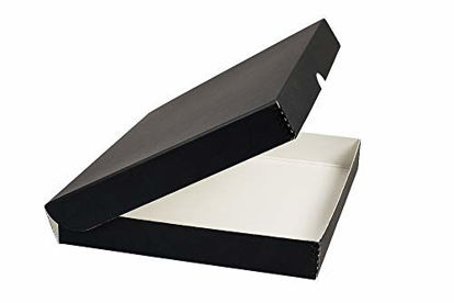 Picture of Lineco 11x14 Black Faux Leather Clamshell Archival Folio Storage Box. Clamshell Lid. Acid-Free with Metal Edge. Protects Picture Longevity, Organize Photos or Documents, Crafts, DIY.