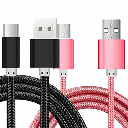 Picture of [2Pack] iEugen Charger Cord Compatible with Amazon Fire Tablet HD HDx, Fire HD 8, Fire 7 10&Kids Edition, Fire TV Stick/All Fire TV Pendant, E-Readers,5ft USB to Micro-USB Cable-Black+Rosegold