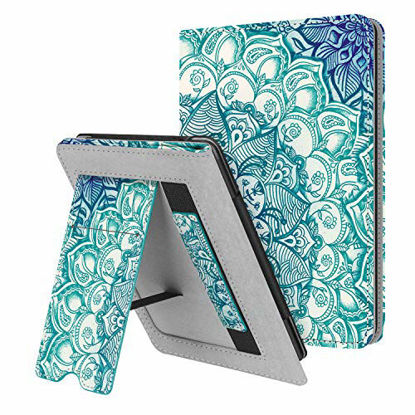 Picture of Fintie Stand Case for Kindle Paperwhite (Fits All-New 10th Generation 2018 / All Paperwhite Generations) - Premium PU Leather Protective Sleeve Cover with Card Slot and Hand Strap, Emerald Illusions