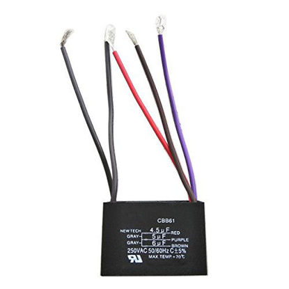 Picture of New CEILING FAN CAPACITOR CBB61 4.5uf + 6uf + 5uf 5 WIRE 250V