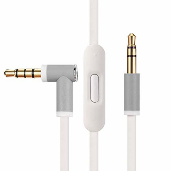 Picture of Replacement Audio Cable Cord Wire,Compatible with Beats Headphones Studio Solo Pro Detox Wireless Mixr Executive Pill with in Line Mic and Control (White)