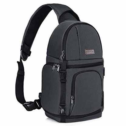 Picture of MOSISO Camera Sling Bag, DSLR/SLR/Mirrorless Case Water Repellent Shockproof Photography Camera Backpack with Tripod Holder & Removable Modular Inserts Compatible with Canon/Nikon/Sony/Fuji,Space Gray