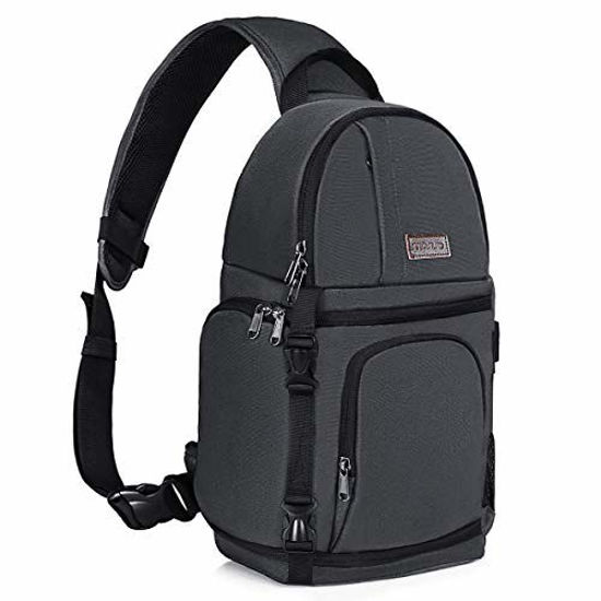 Picture of MOSISO Camera Sling Bag, DSLR/SLR/Mirrorless Case Water Repellent Shockproof Photography Camera Backpack with Tripod Holder & Removable Modular Inserts Compatible with Canon/Nikon/Sony/Fuji,Space Gray