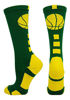Picture of MadSportsStuff Basketball Logo Athletic Crew Socks, Large - Kelly Green/Gold