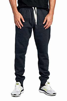 Picture of ProGo Men's Joggers Sweatpants Basic Fleece Marled Jogger Pant Elastic Waist (X-Large, Charcoal (Slanted Pocket))