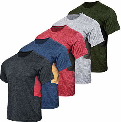 Picture of Men's Quick Dry Fit Dri-Fit Short Sleeve Active Wear Training Athletic Essentials Crew T-Shirt Fitness Gym Wicking Tee Workout Casual Sports Running Undershirt Top - 5 Pack,Set 5-L